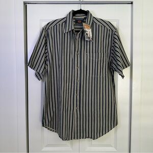 Vintage Men’s Route 66 Striped Button Down Shirt Medium NWT